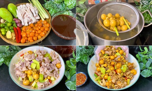 cách làm trứng non sốt thái mix chân gà rút xương siêu ngon