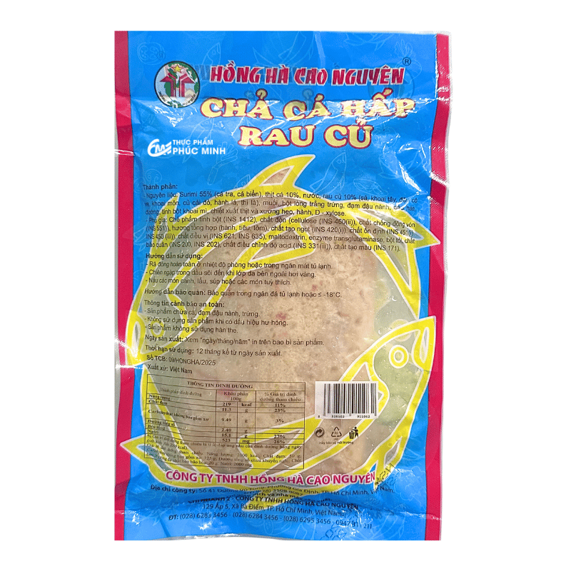 Chả cá hấp rau củ hồng hà cao nguyên 500gr