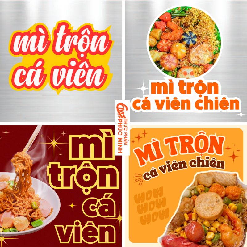  Vài mẫu băng rôn decal banner dán xe cá viên chiên và mì trộn cá viên chiên - thiết kế bởi Thực Phẩm Phúc Minh