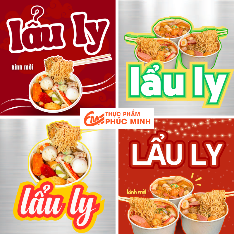  Vài mẫu băng rôn decal banner dán xe cá viên chiên và lẩu ly  - thiết kế bởi Thực Phẩm Phúc Minh