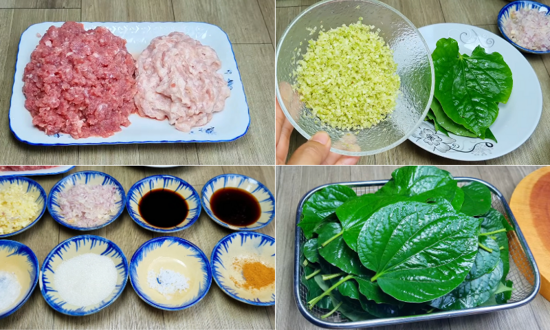 nguyên liệu làm bò cuộn lá lốt