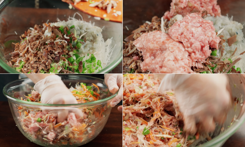 trộn nhân chả giò